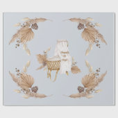 Boho Oh Baby Bruin Blauw Bassinet gepersonaliseerd Cadeaupapier (Vlak)