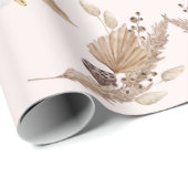 Boho Oh Baby Bruin Roze Bassinet Gepersonaliseerd  Cadeaupapier (Rol Hoek)