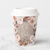 Boho Oh Baby Floral Burlap Paper Cups Papieren Bekers (Achterkant)