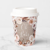 Boho Oh Baby Floral Burlap Paper Cups Papieren Bekers (Voorkant)