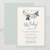 Boho Oh Baby Jongen Kleding Clothesline Baby showe Kaart (Voorkant / Achterkant)