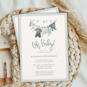 Boho Oh Baby Jongen Kleding Clothesline Baby showe Kaart