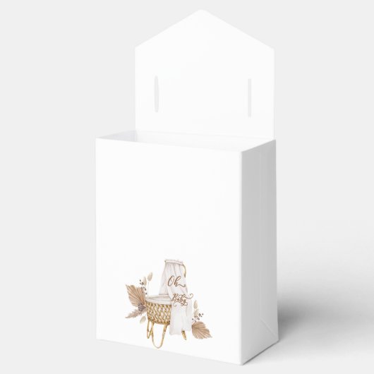 Boho Oh Baby Neutraal Bassinet Baby shower Bedankdoosjes (Geopend)