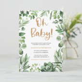 Boho Oh Baby shower Uitnodiging, Succulent Invite Kaart (Staand voorkant)