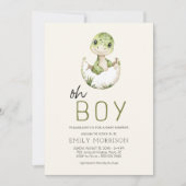 Boho Oh Boy Dinosaur Baby Boy Shower Kaart (Voorkant)
