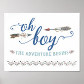 Boho Oh Boy Tribal Baby shower Sign. Poster (Voorkant)