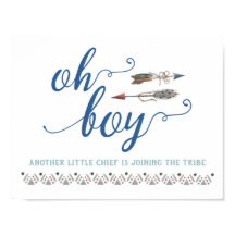 Boho Oh Boy Tribal Baby shower Sign.