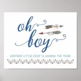 Boho Oh Boy Tribal Baby shower Sign. Poster