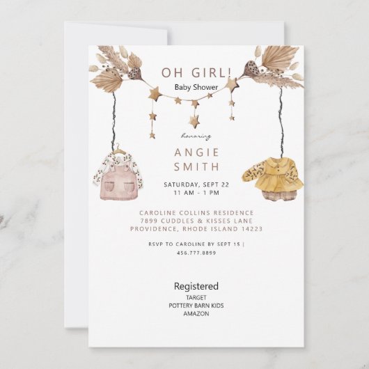 Boho Oh Girl Kleding Baby shower III Kaart (Voorkant)