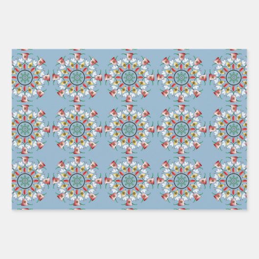 Boho Old Fashioned Kerstmis Mandala Snowflake Inpakpapier Vel (Voorkant 3)