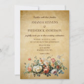 Boho Old Paper  Bloemen Arrangement Trouwen Kaart (Voorkant)