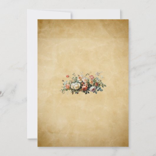 Boho Old Paper  Bloemen Arrangement Trouwen Kaart (Achterkant)