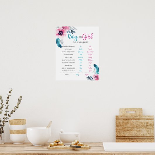 Boho Old Wives Tale Gender Reopenbaart het bord Poster (Keuken)
