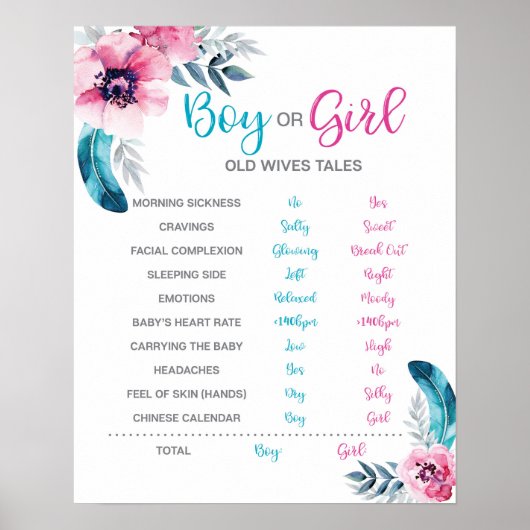 Boho Old Wives Tale Gender Reopenbaart het bord Poster (Voorkant)