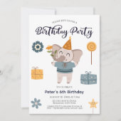 Boho olifant 6e verjaardag kaart (Voorkant)