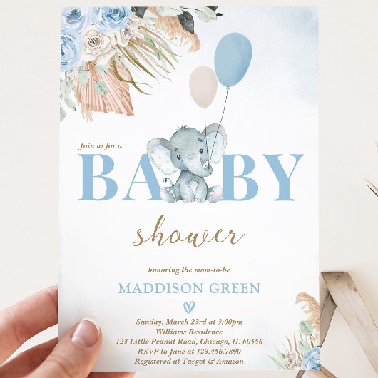 Boho Olifant Baby Shower Kaart
