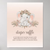 Boho Olifant Baby shower Luier Raffle Teken Poster (Voorkant)