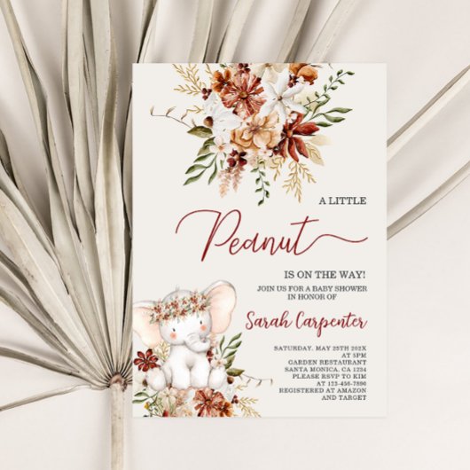 Boho Olifant Baby Shower Meisje Kaart