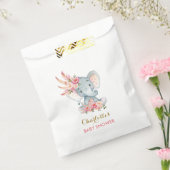 Boho Olifant Boheemse Roze Bloemen Baby shower Bedankzakje (Gezegeld)