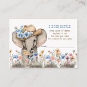 Boho Olifant Cowboy Wildflower Luier Raffle Informatiekaartje (Voorkant)