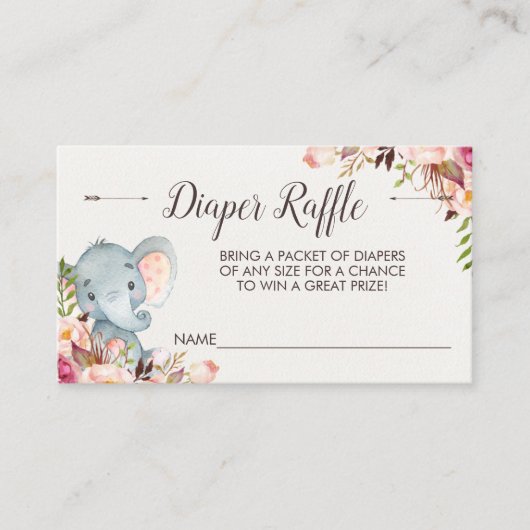 Boho-olifant diaper-ticket bijvoegen informatiekaartje (Voorkant)