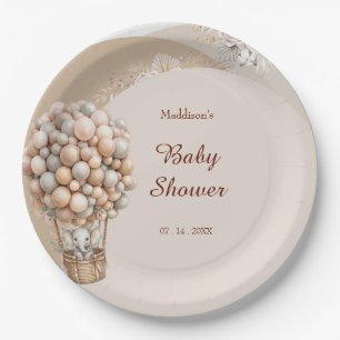 Boho Olifant Heet Lucht Ballon Neutrale Baby Showe Papieren Bordje