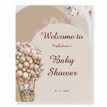 Boho Olifant Luchtballon Baby Shower Welkom