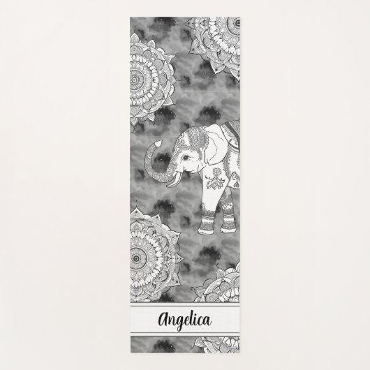 Boho Olifant Mandala Yoga Mat (Voorkant)