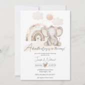 Boho Olifant & Regenboog Baby shower Kaart (Voorkant)