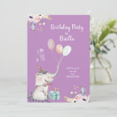 Boho-olifant verjaardagsfeestje + leeftijd/kleur w kaart (Staand voorkant)