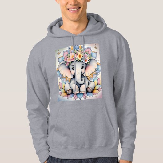 Boho olifant 🌼🐘 | Vrede en bloemblaadjes Hoodie (Voorkant)