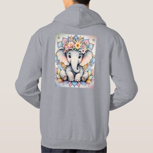 Boho olifant 🌼🐘 | Vrede en bloemblaadjes Hoodie (Achterkant)
