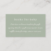 Boho Olive Green Minimal kalligrafie Baby shower Informatiekaartje (Voorkant)