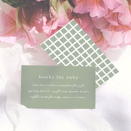 Boho Olive Green Minimal kalligrafie Baby shower Informatiekaartje