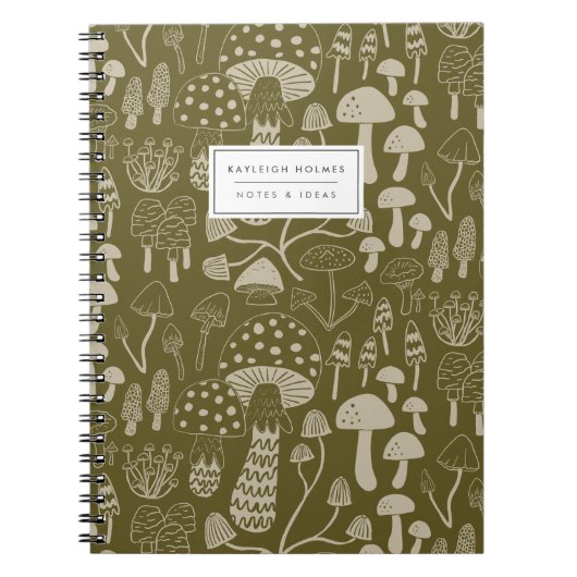 Boho Olive Green Mushroom Notitieboek (Voorkant)