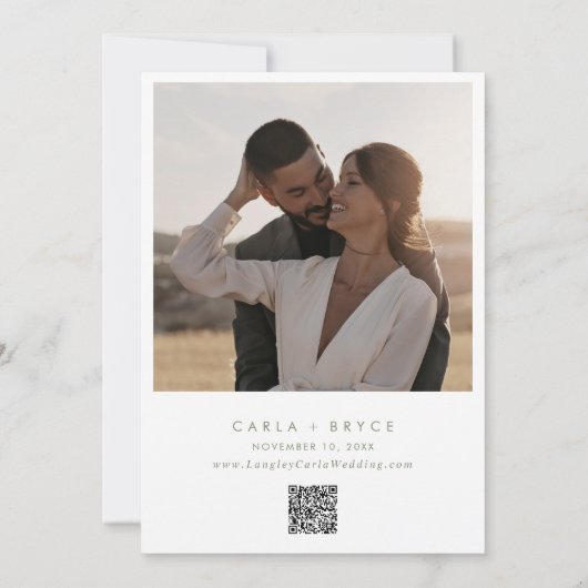 Boho Olive Wildflower QR Code Photo Calendar  Save The Date (Achterkant)