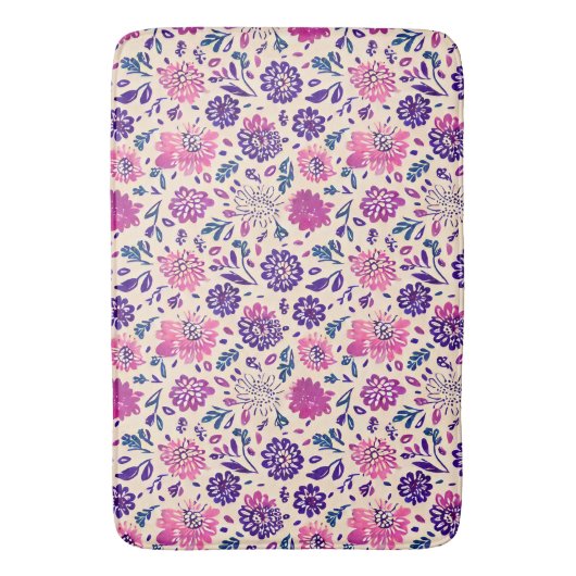 Boho Ombre Floral Botanisch Paars Badmat (Voorkant Verticaal)