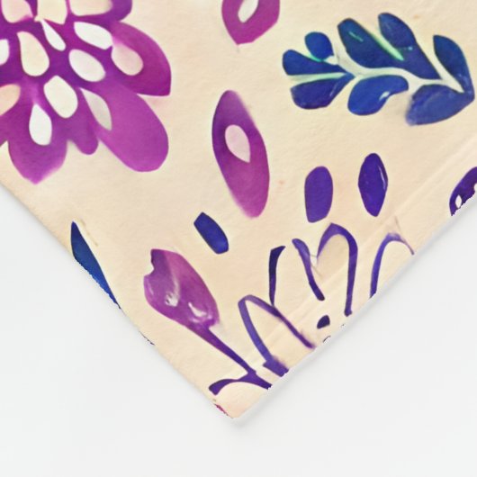 Boho Ombre Pink en Paarse Floral Pattern Fleece Deken (Hoek)