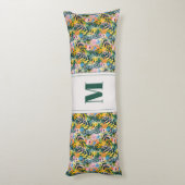 Boho Omkeerbare Abstracte Bloemkunst Monogrammed Lichaamskussen (Achterkant (Verticaal))