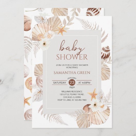 Boho onder het Zee Baby shower Kaart (Voorkant / Achterkant)