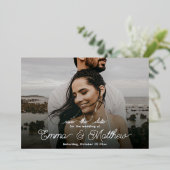 Boho Onder het Zee Foto Curly Save the Date Folie Uitnodiging (Staand Voorkant)