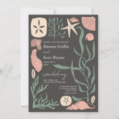 Boho Onder Zee Donker nautische bruiloft Kaart (Voorkant)