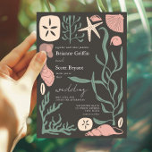 Boho Onder Zee Donker nautische bruiloft Kaart