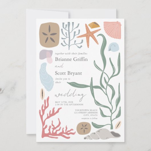 Boho onder Zee nautische bruiloft Kaart (Voorkant)