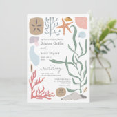 Boho onder Zee nautische bruiloft Kaart (Staand voorkant)