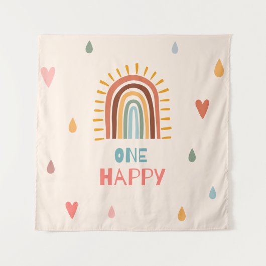Boho One eerste verjaardag Regenboog  Wandkleed (Voorkant)