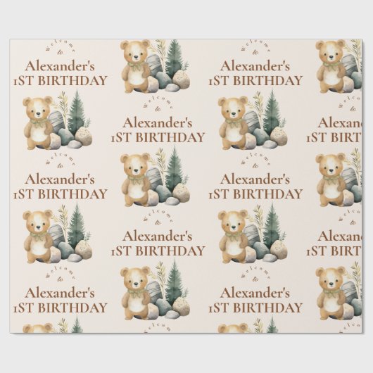 Boho One Happy Camper 1e verjaardagsfeestje Cadeaupapier (Vlak)