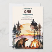 Boho One Happy Camper 1e verjaardagsfeestje Kaart (Voorkant)