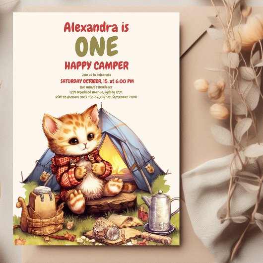 Boho One Happy Camper 1e verjaardagsfeestje Kaart