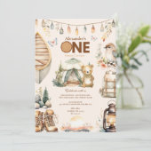 Boho One Happy Camper 1e verjaardagsfeestje Kaart (Staand voorkant)